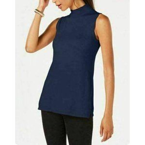 Jm Collection Navy Mock Neck Sweater Knit Blouse